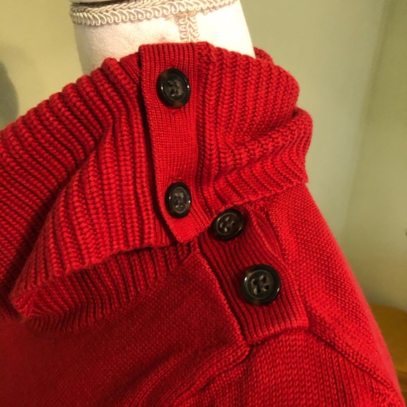 Banana Republic Red 100% Cotton Cowl-neck Sweater - Picture 2 of 8